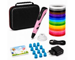 3D Pen Starterspakket XXL - 150 m filament - 30 kleuren - ABS & PLA - incl. boek, USB-C-lader en opbergcase - voor Kinderen 8+ - roze