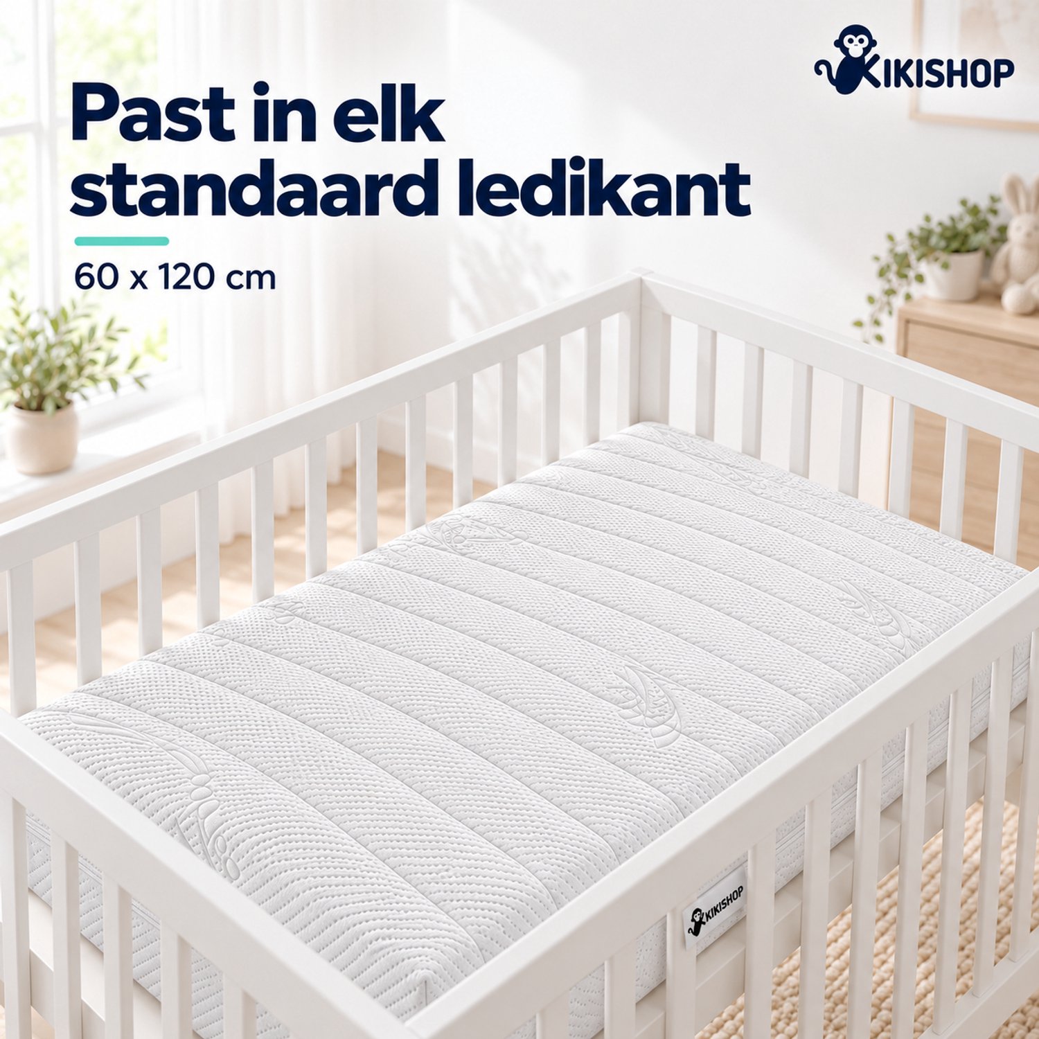 Kikishop Babymatras 60x120 cm - 12 cm dik - HR-schuim - Ledikant
