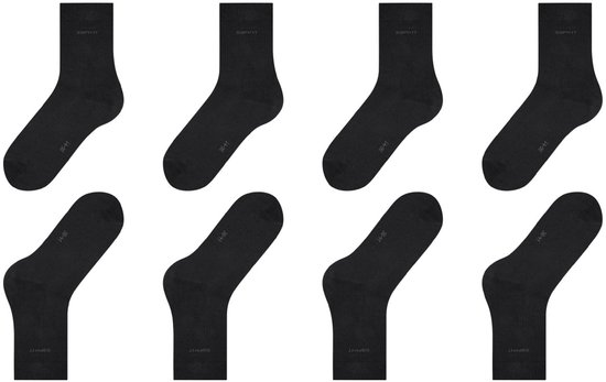 Vier paar zwarte Esprit-katoenen sokken met ribstructuur en maatmarkering 36-41.