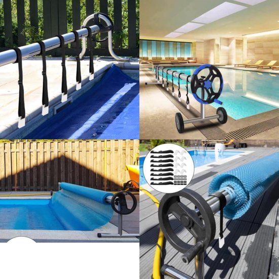 Universele Pool Cover Roll Bevestigingen - Solar Cover Reel Bevestigingsset voor Efficiënte Zwembadbedekking en Roll-Up Systeem met Fixeergordels — afbeelding 2