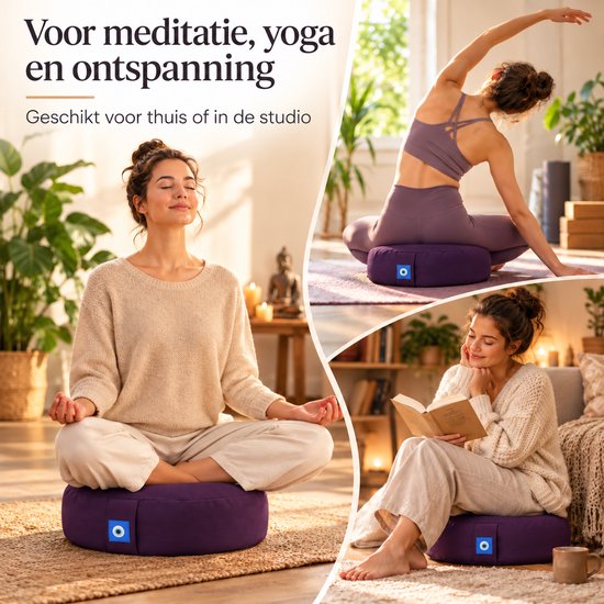 Sercano Meditatiekussen – 33 x 13 cm – Comfortabel Rond Yogakussen met Boekweitvulling en Binnenhoes – Afneembaar en Stevig – Paars van sercano — afbeelding 4