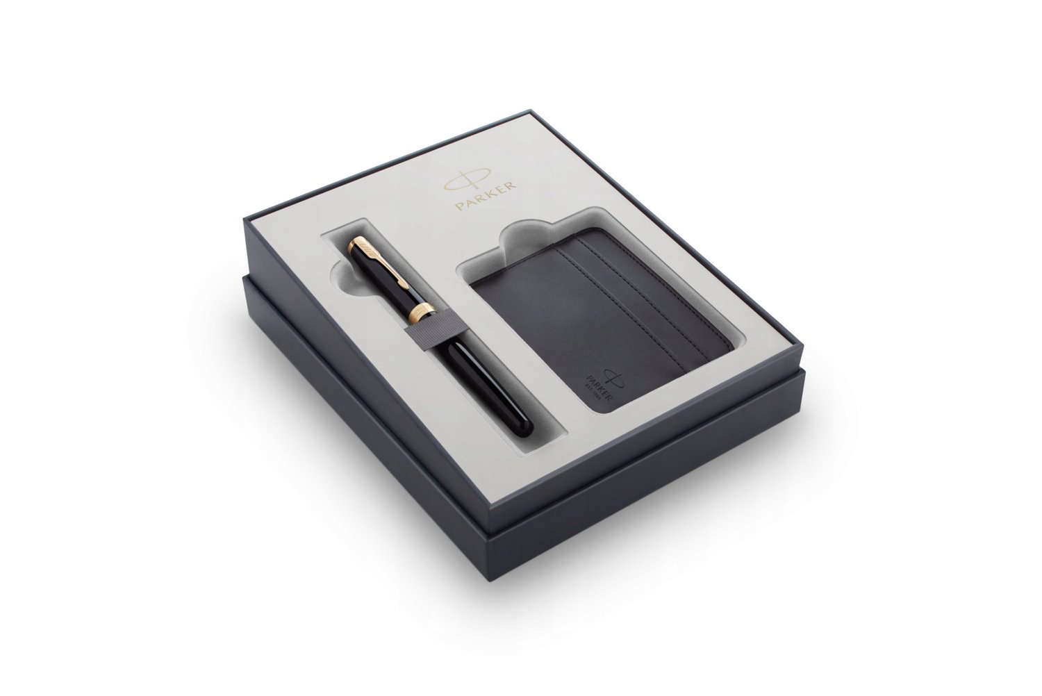 Parker giftbox Sonnet vulpen + kaarthouder, zwart GT