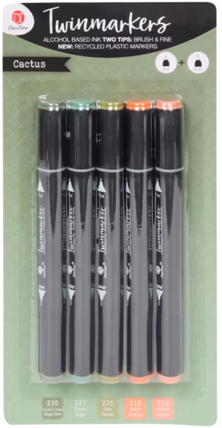 DécoTime alcoholmarkers 5 stuks - Cactus - Twinmarker