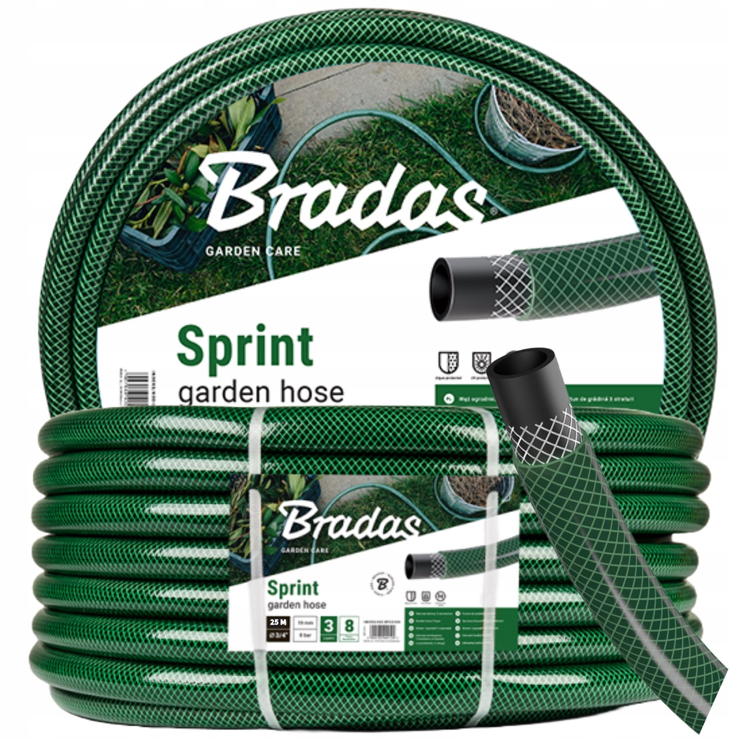 Bradas Sprint Tuinslang 25m 3/4" - 3-laags, UV-bestendig