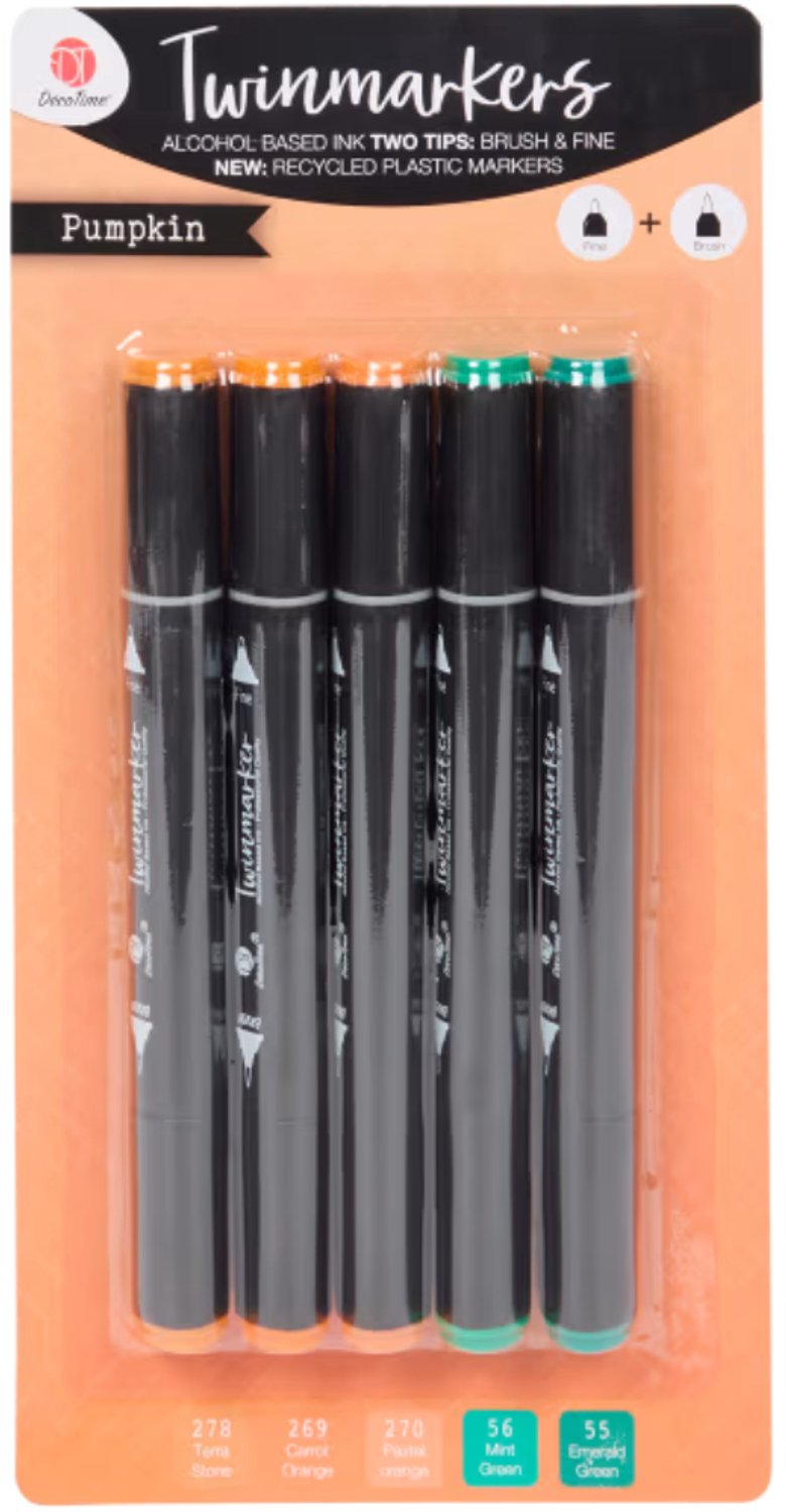 DécoTime alcoholmarkers 5 stuks - Pumpkin - Twinmarker