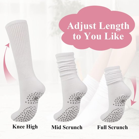 3-pack antislip-pilatessokken voor dames – Yoga-/balletsokken met slouch-effect – Wit — afbeelding 4
