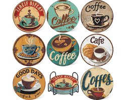 Diamond Painting - Diamant Schilderen Onderzetters Set - Koffie onderzetters 8 stuks– Houten Kork Basis -Antislip met Houder – DIY Creatief Knutselpakket voor Kinderen & Volwassenen
