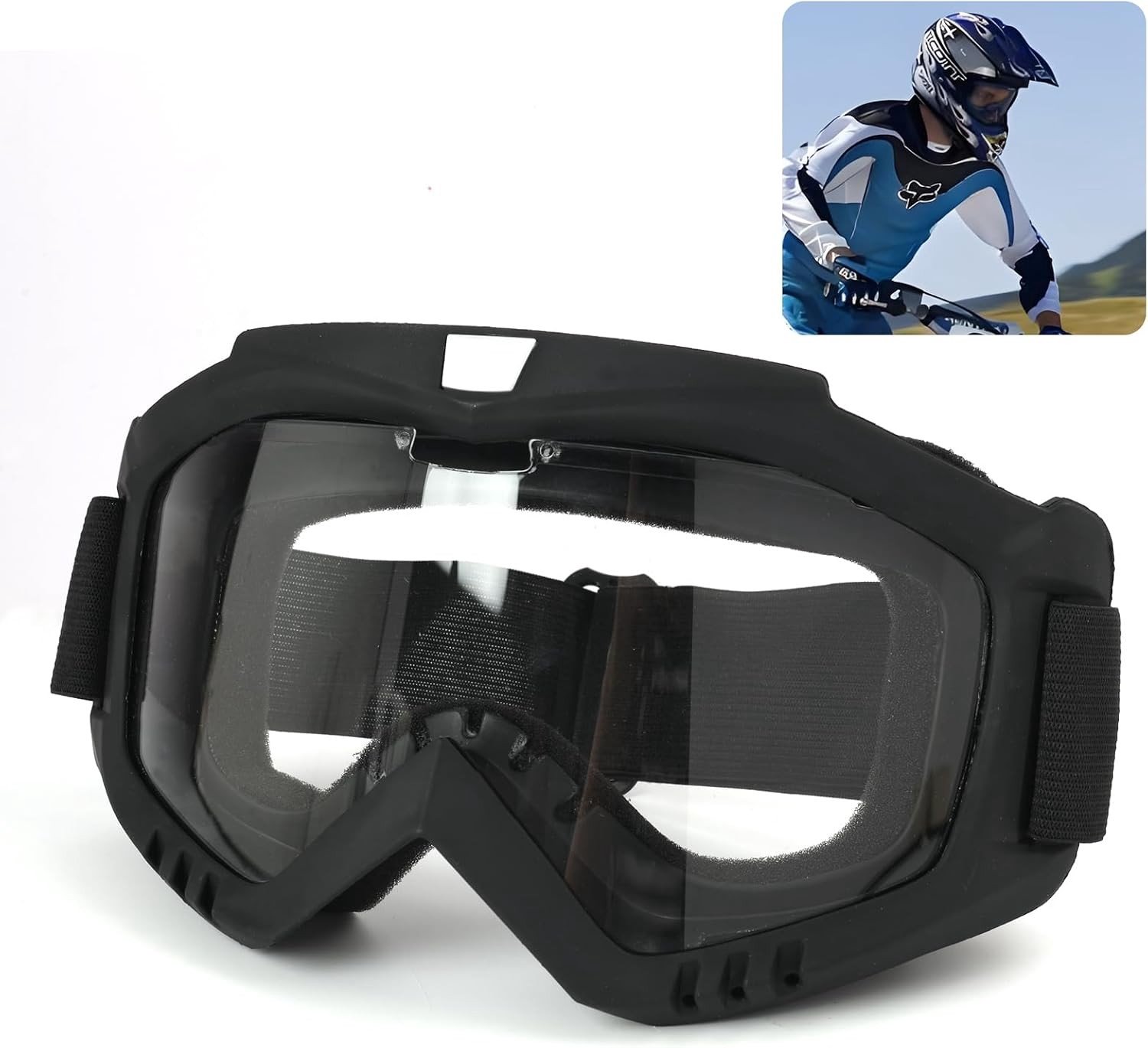 Motocross Bril met UV400 Bescherming, Geschikt voor Mountainbike en Dirtbike, Stof- en Winddicht, Flexibel TPU Frame en PC Lenses, Ideaal voor Brildragers