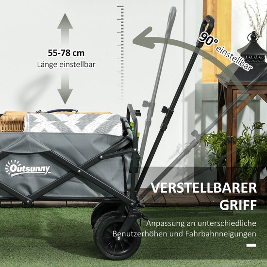 Bollerwagen vouwbare - Transportwagen 100 kg - opvouwbaar - stalen frame - Donkergrijs — afbeelding 3