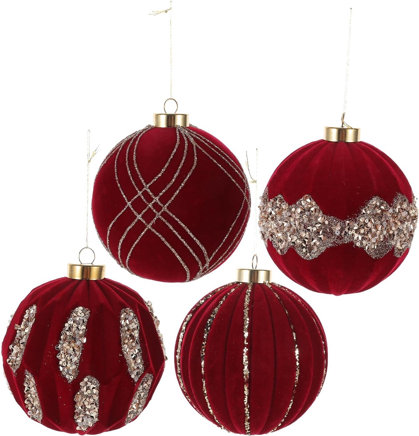 Kerstballen met Fluweel Glitter Duurzame Ronde voor Kerstboom Feest Doe het Versiering