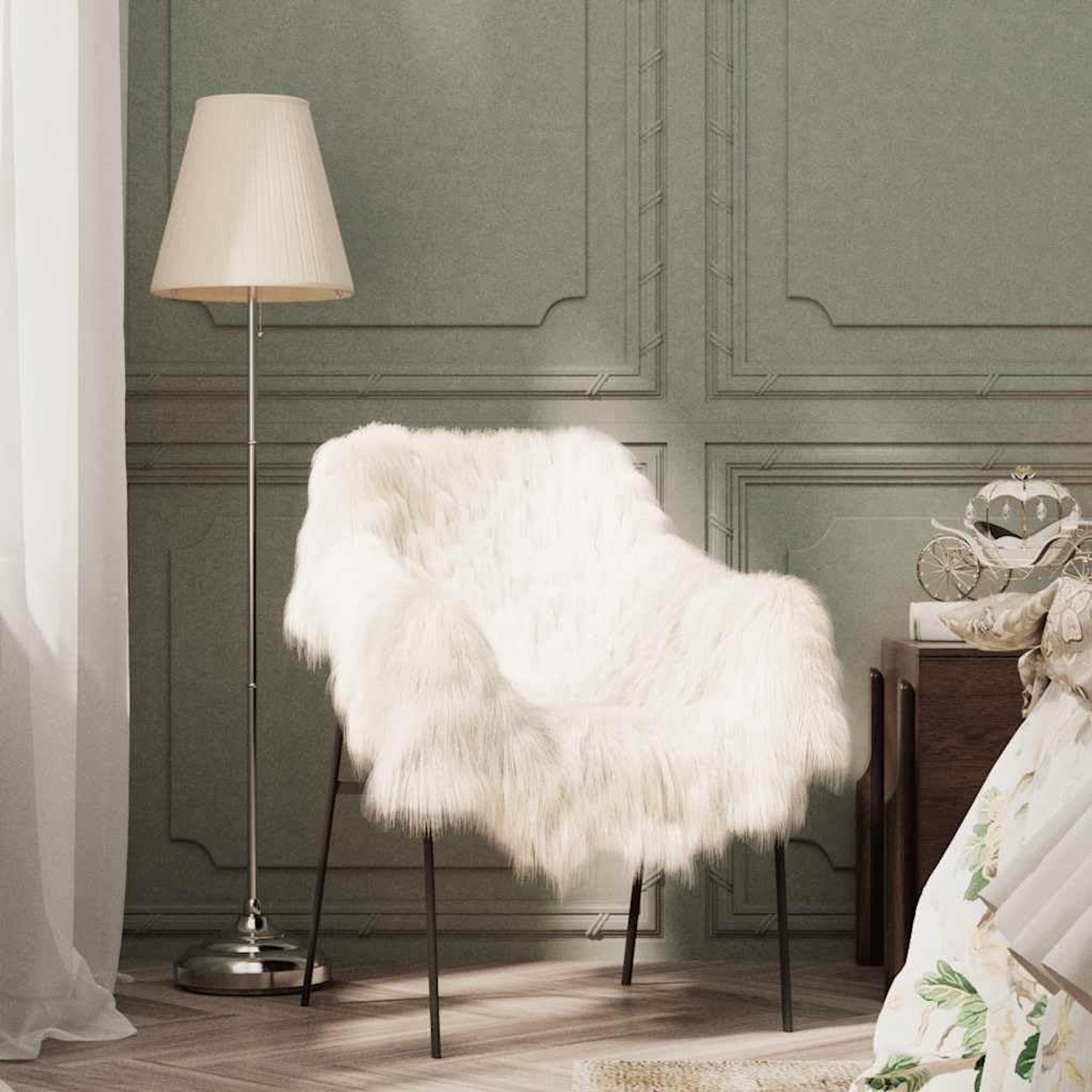 Lamsvel zitkussen crème, zachte schapenvacht voor fauteuil, bank en als vloertapijt, 70 x 110 cm