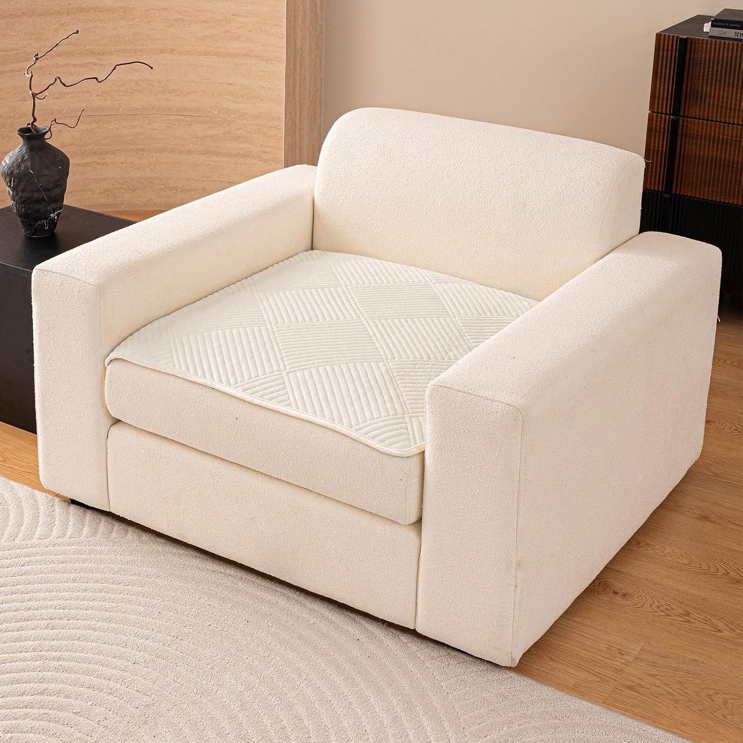 Bankhoes - Antislip Bankovertrek - Bankbeschermer - Korte Pluche Sofa Beschermer - Universeel - Voor 1-2-3 Zitsbank - Per Stuk - Beige - 70 x 70 cm