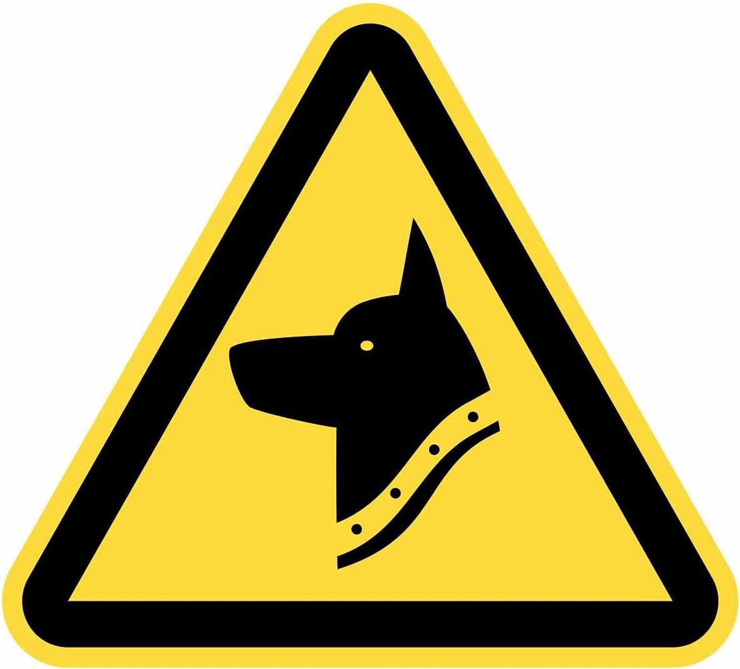 Waarschuwing, gevaarlijke hond, 12 stuks, 7 cm, geel, driehoekige tekens (7 cm, gevaarlijke hond)