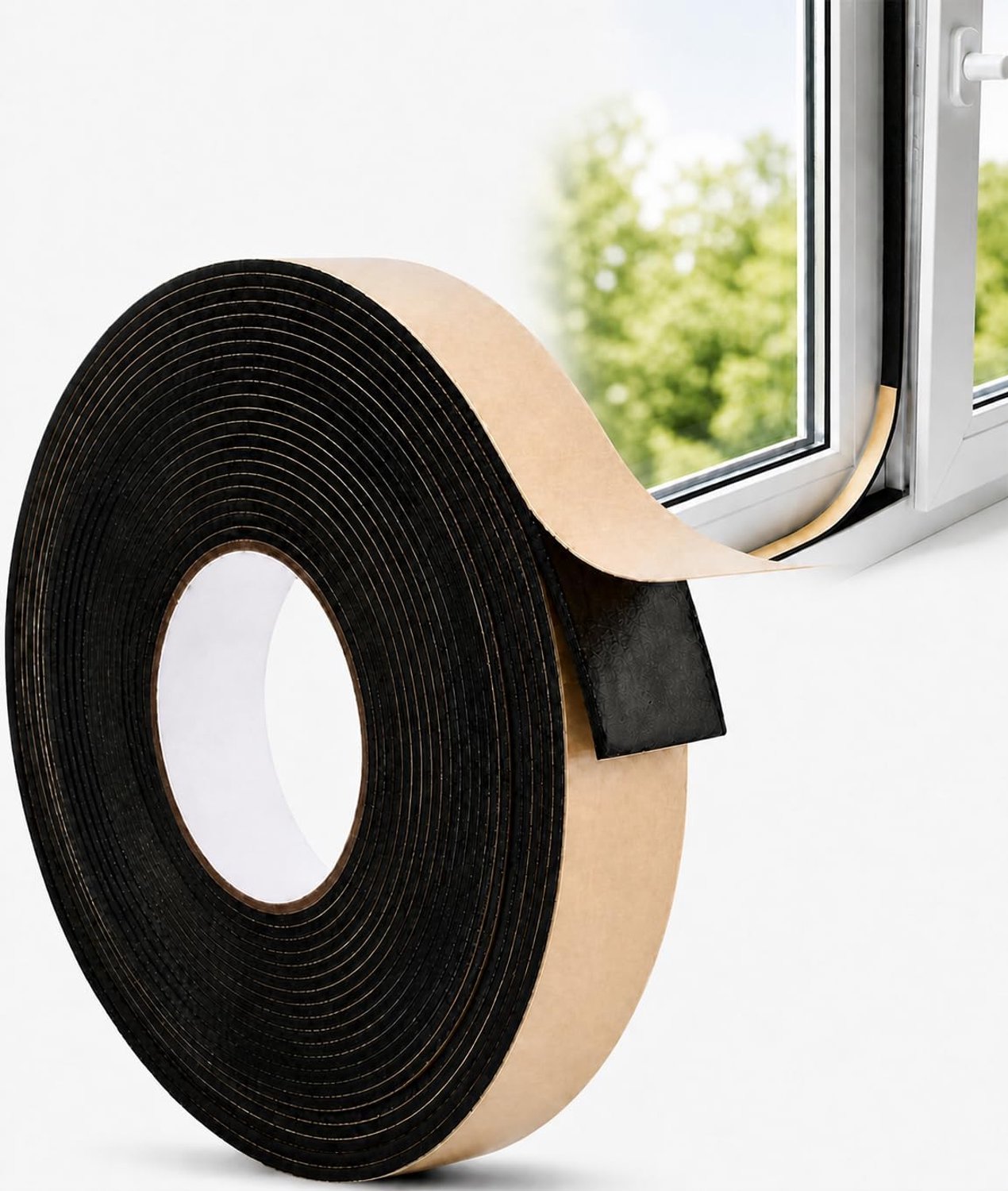 Afdichtingstape, 10 m (L) x 30 mm (B) x 3 mm (D) schuimrubberen plakband, anti-botsing, geluidsisolatie, schuimrubber, schuimrubber, zelfklevend voor auto, raam, meubels, deur