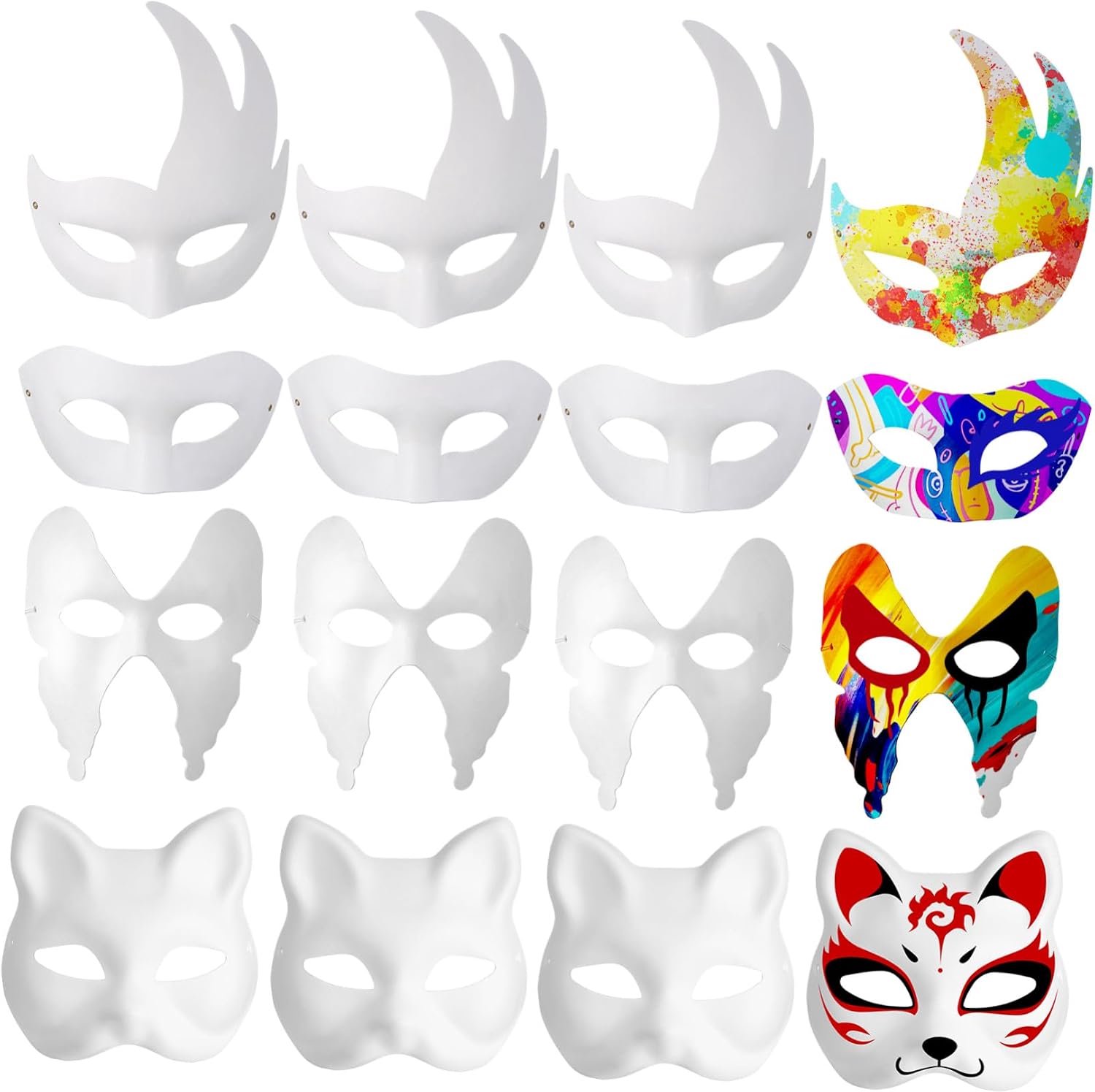 12 Delige Witte Papieren Maskers Om Te Versieren Stevige Bouw Universele voor Cosplay Halloween Feest Groepsactiviteiten