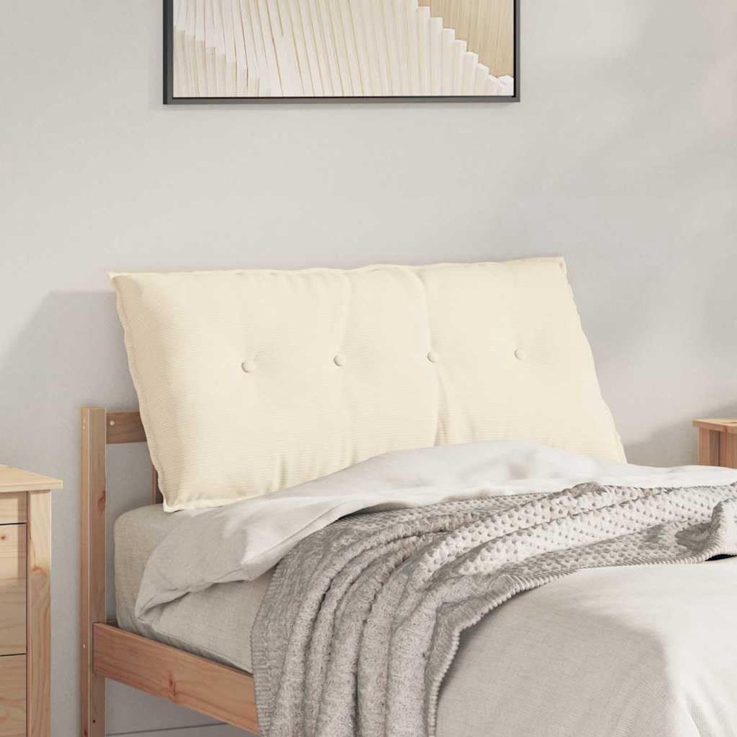 Rugkussen, 100 x 50 cm, crème, rechthoekig bankkussen met afneembare overtrek en ritssluiting, fluweelzachte polyestervulling voor comfort in de woonkamer, slaapkamer of kantoor
