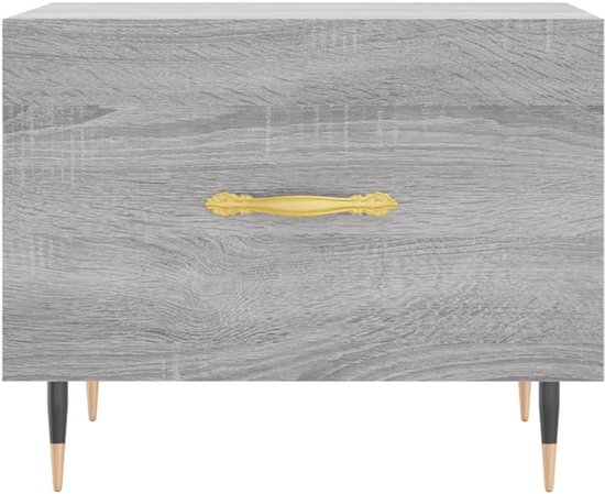 Salontafel met ijzeren poten en lade van houtmateriaal, wit 50 x 50 cm, met opbergruimte, bijzettafel wit houtmateriaal ijzeren poten — afbeelding 4