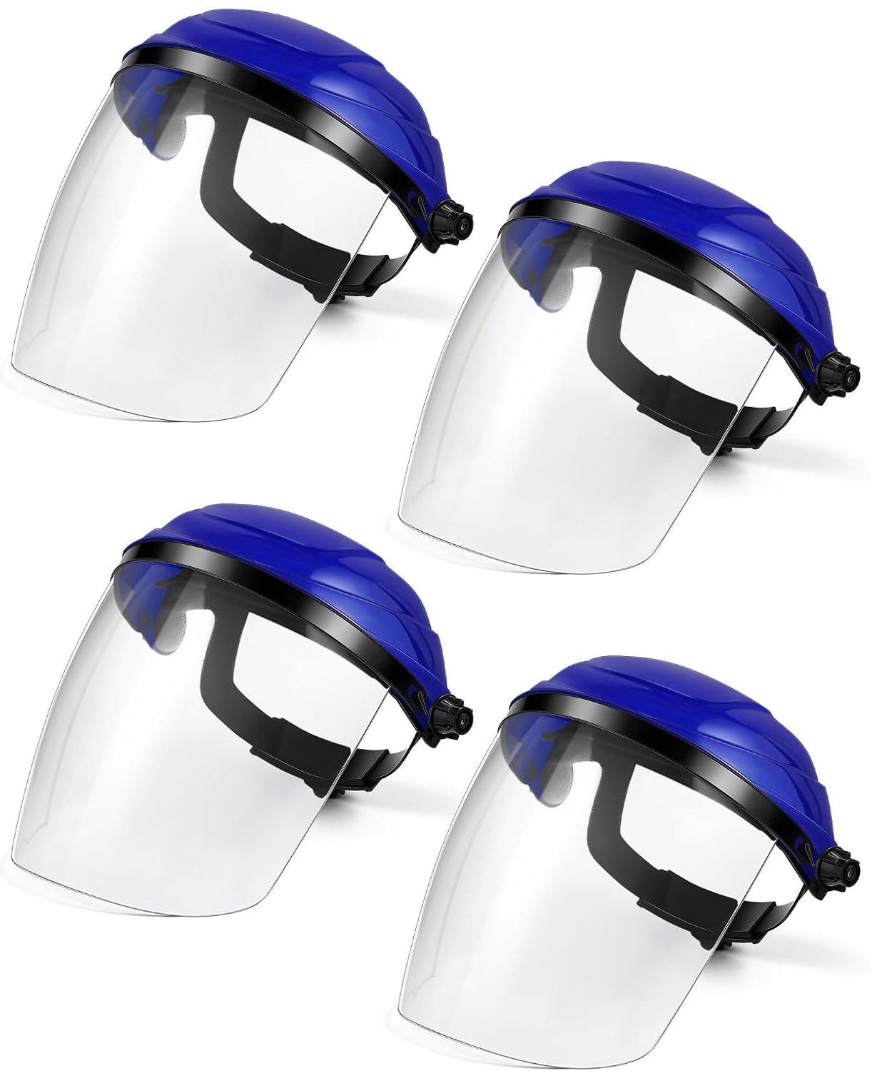 4-pack veiligheidsgezichtsbescherming voor slijpen en snijden, volledig slagvast gezichtsmasker voor werk chemische houtbewerking (blauw)