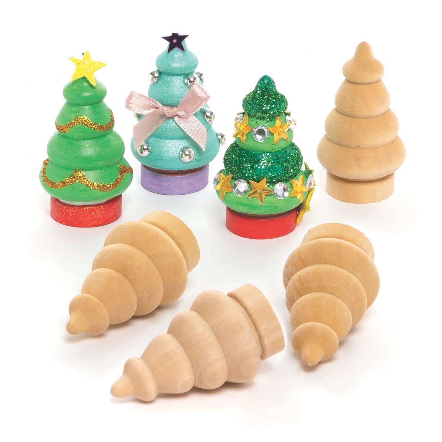 Houten kerst fotoframes - Pak van 8, mini houten ambachten om te maken en te versieren, maak je eigen kerstversieringen