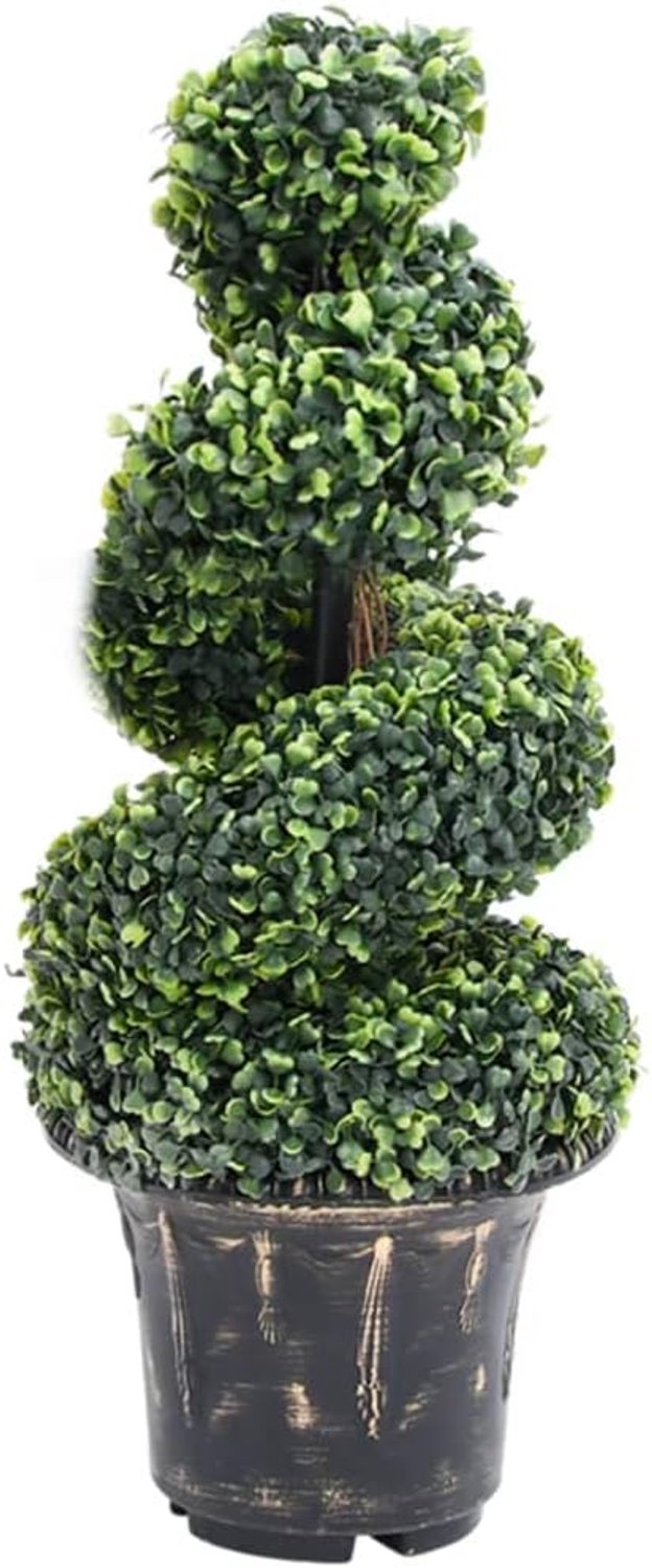 Kunstmatige Buxus -spiraalvormige Plant, Groen 89 Cm, Oogopvang, Weerbestendig, Gemakkelijk Verzorging voor Thuis en Buitendecoratie
