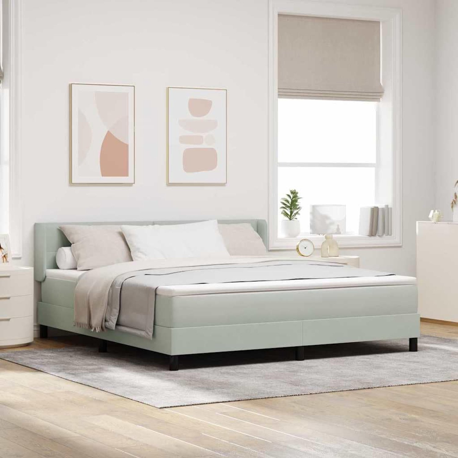 Hoofdeinde Modern Minimalistisch Boxspring 180x200 Lichtgrijs