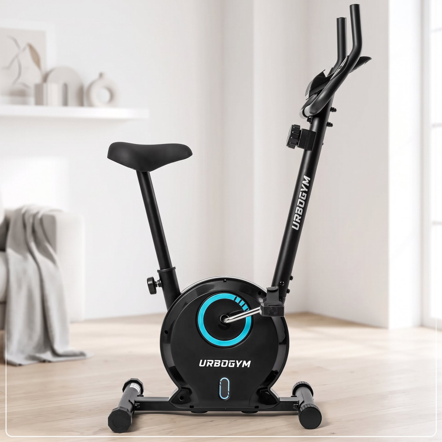 URBOGYM BAY BLUE Hometrainer - Magnetische Fitnessfiets - 8 Weerstandsniveaus - Vliegwiel 3 kg - Max. 110 kg - Blauw van URBOGYM
