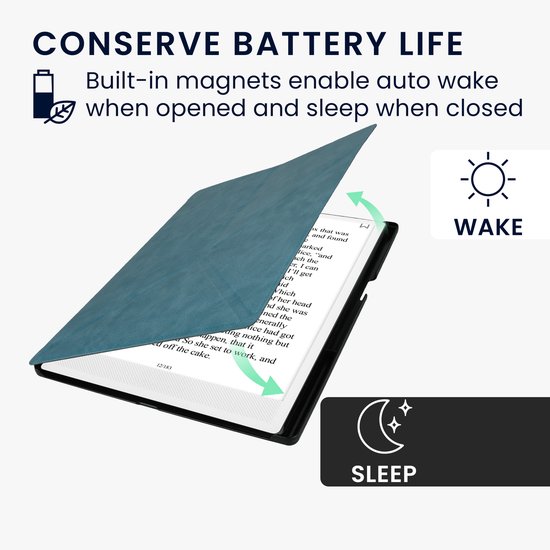 kwmobile e-reader hoesje geschikt voor Pocketbook InkPad One hoes - Ereader flip case met standaard - E reader cover van kunstleer - In petrol — afbeelding 2
