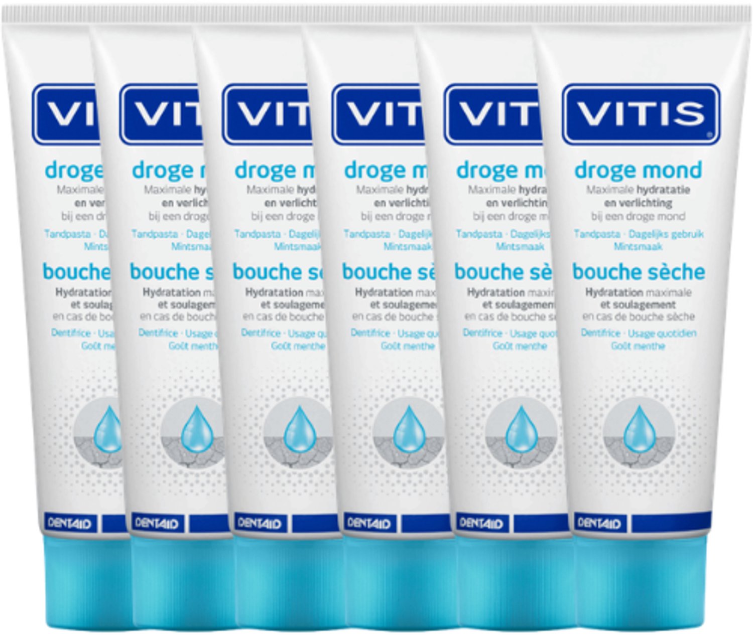 Vitis Droge Mond Tandpasta - 6 x 75 ml - Voordeelverpakking