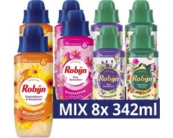 Robijn Wasparfum Mix 8 x 342 ml. - Spa Sensation / Pink Sensation / Passiebloem & Bergamot / Paradise Secret