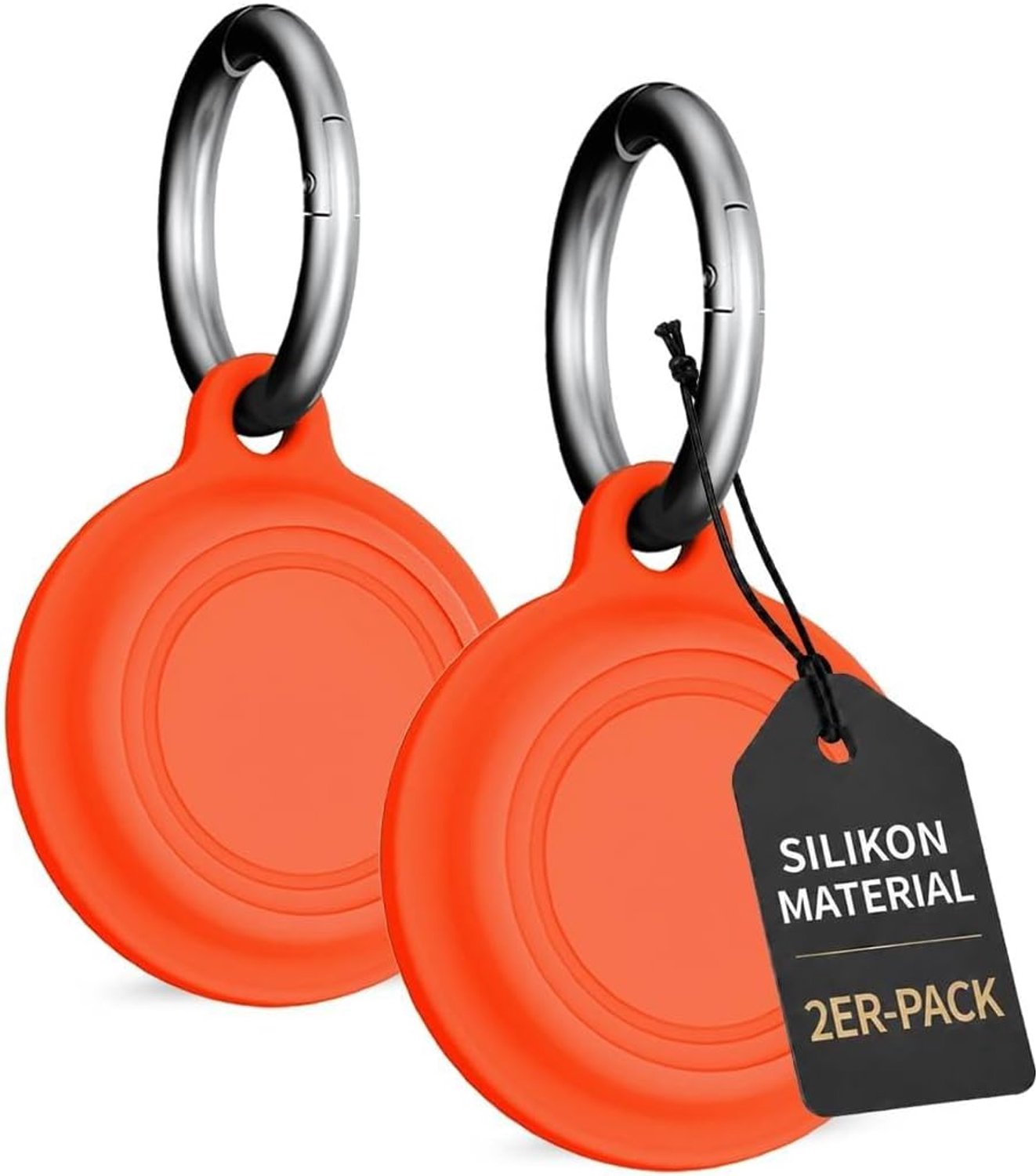 Daunke siliconen hoesjes voor Motorola Moto Tag, anti-verlies tracker, volledige bescherming, geschikt voor ouderen, huisdieren, rugzak, bagage, kinderen, sleutels, krasbestendig, oranje, 2 stuks