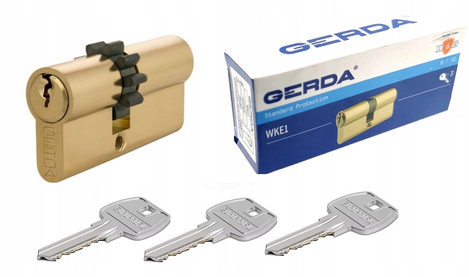 Gerda WK-E1 Cilinder 30/40mm Messing met 3 Sleutels