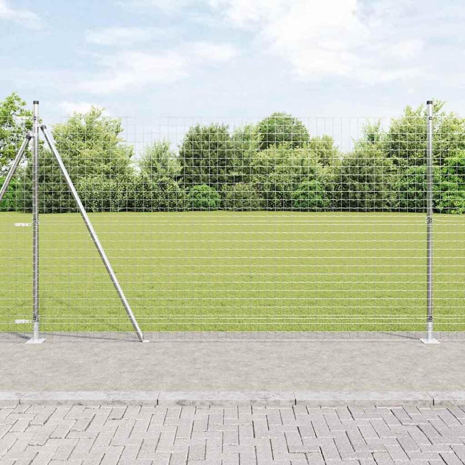 Palen voor in beton 13 STK. 160 cm, gepoedercoate stalen hekpalen set voor tuin en terras, zilver