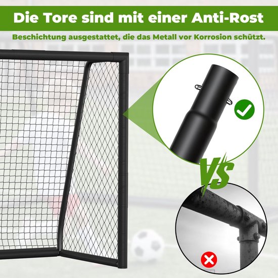 Voetbaldoel 300x200 cm, voetbaldoel met stalen frame met bekleding, grondhaak voor strand, park, trainingsspel, speelplaats, achtertuin, tuin — afbeelding 3