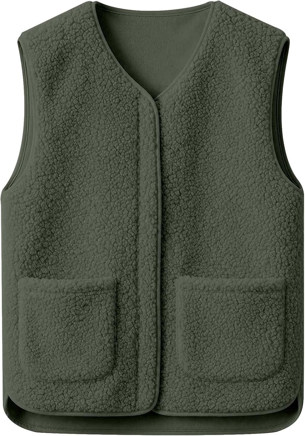 Damesvest met ritssluiting, fleecevest, mouwloos, vest, dames, winter, sherpa, warme vesten, meisjes, herfst, gewatteerd, klassiek, casual, effen kleur, zakken