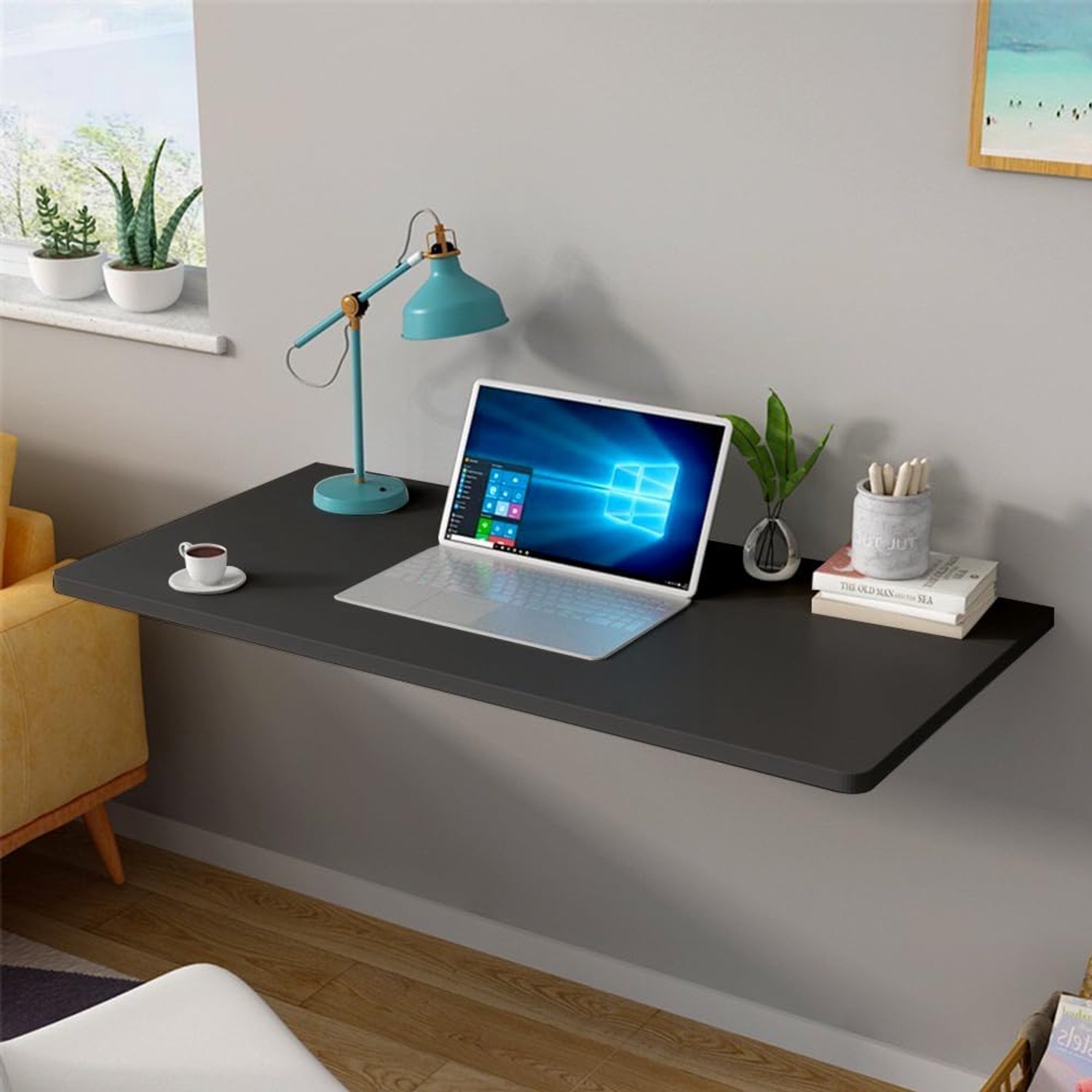 Eenvoudig computerbureau voor thuis, multifunctionele opvouwbare eettafel, keukentafel, dichtheidsbord, robuust en duurzaam (zwart)