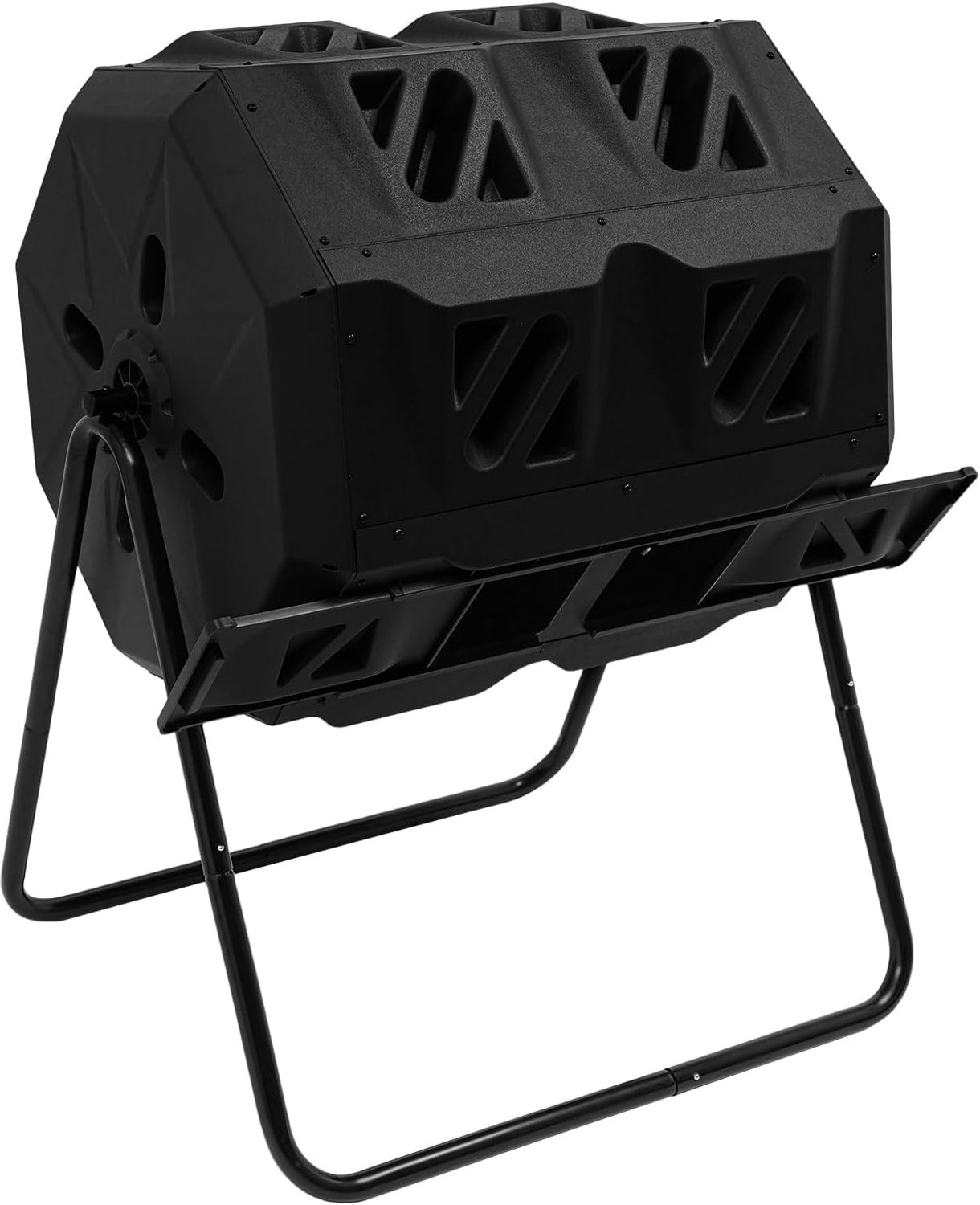 Compostbak met dubbele kamer, 160 liter, inclusief handschoenen, roterende compostbak, geschikt voor composteren in tuinen, enz