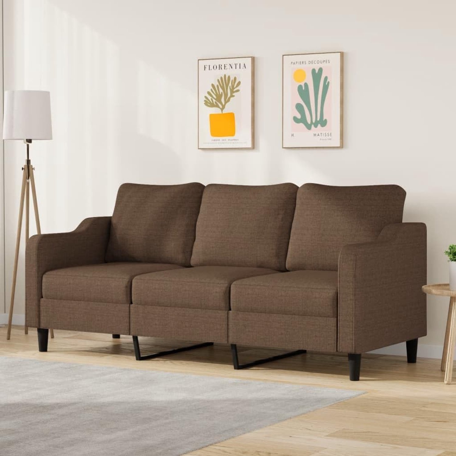 3-zitsbank, bruin, 180 cm, stof, comfortabel gestoffeerd meubel met robuust metalen frame en ademende overtrek, modern design voor woonkamer, 110 kg maximale belasting per