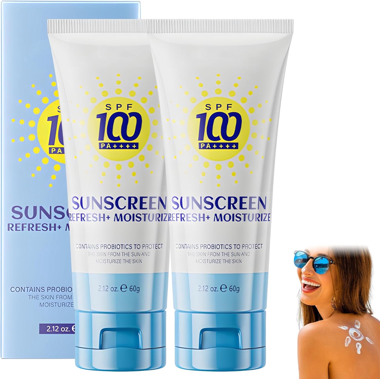 2 stuks zonnecrème SPF 100, SPF 100, Sunblocker gezicht, zeer efficiënte zonwering, intensieve vochtverzorging, anti-aging, licht en niet vettig – de ideale reisgenoot