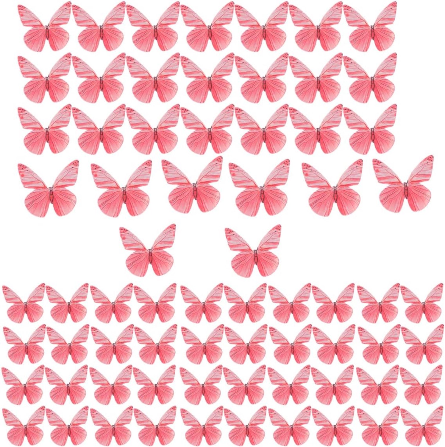 72 stuks vlinder cupcake toppers, ouwelpapier, mooie vlinder taartdecoraties voor bruiloften/verjaardagsfeestjes, taartdecoratie benodigdheden, rood