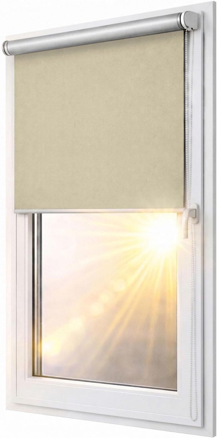 Verduisterend rolgordijn Blackout Silver Klemmfix zonder boren 45x150 cm Beige - compleet voorgemonteerd met ingebouwd mechanisme, multistop