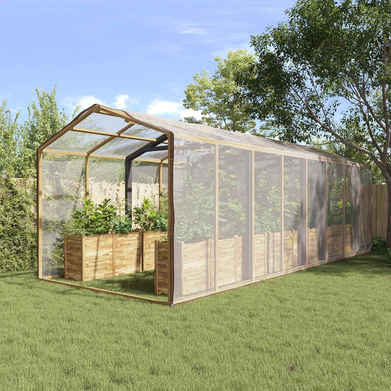 6 x 12 m, transparant, polyethyleen, tuinzeil, waterafstotend, voor tuinmeubelen, brandhout en gereedschap