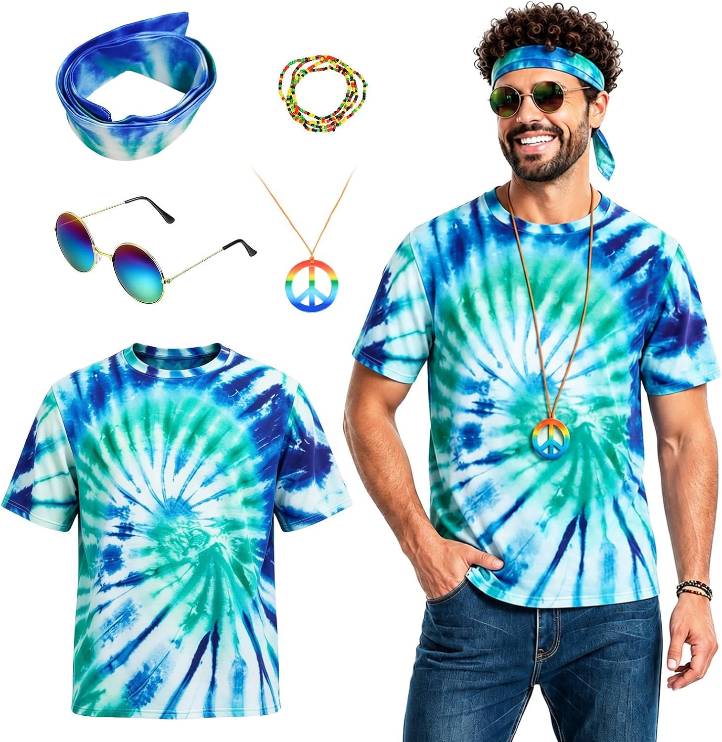 Hippiekostuum voor heren, jaren 60 en 70 retro-outfit