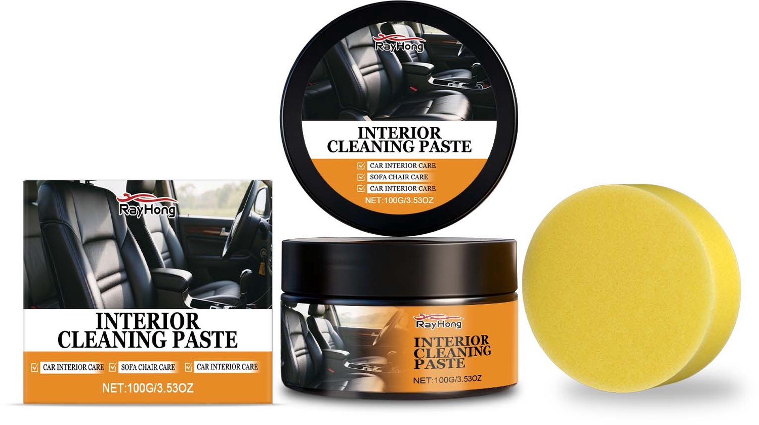 TLVX Leer Schoonmaak & Verzorgingspasta 100Gr / Onderhoudspasta voor Leer, Kunstleer en Vinyl / Autostoelen / Bankstel / Tas / Schoen / Dofheid en Vlekken Verwijderen / Kleur Herstel / Vlekken Verwijderen / Leer Onderhoud & Bescherming / Incl. Spons