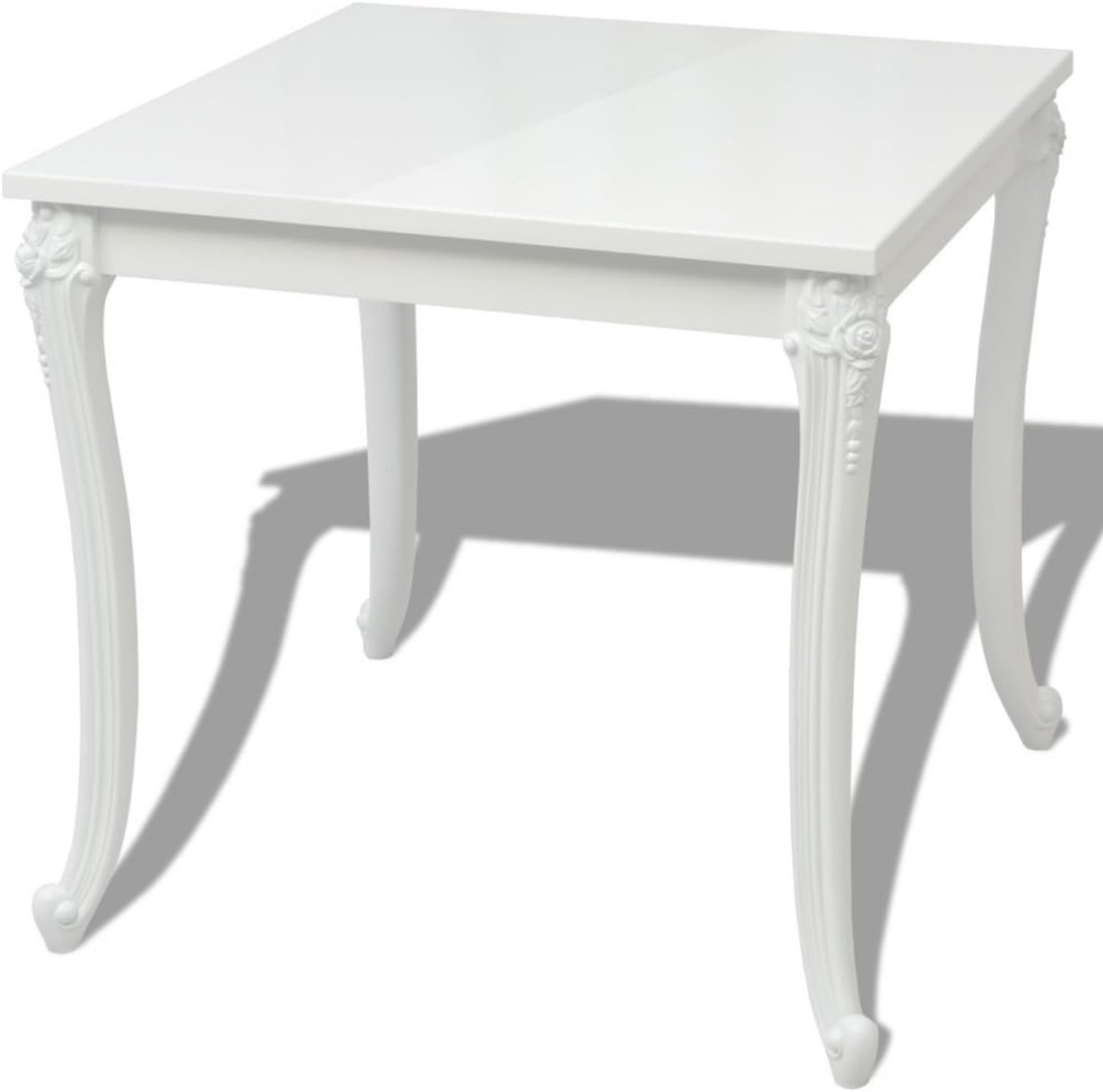 Hoogglans vierkante eettafel eetkamertafel keukentafel kunststof poten 80 x 80 x 76 cm hoogglans wit