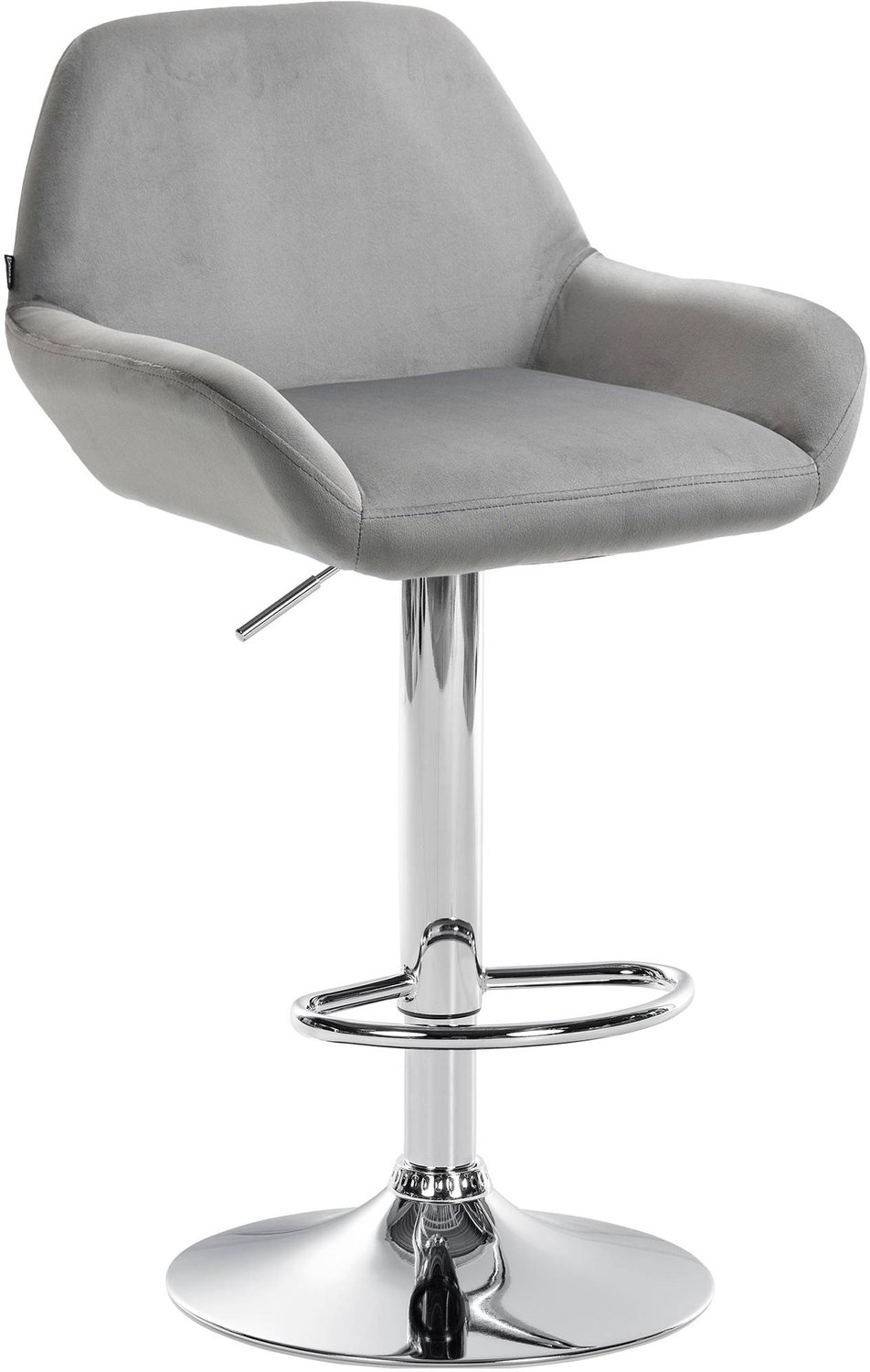 Luxe Comfort Barkruk - Verstelbaar - Fluweel - Grijs chroom/grijs