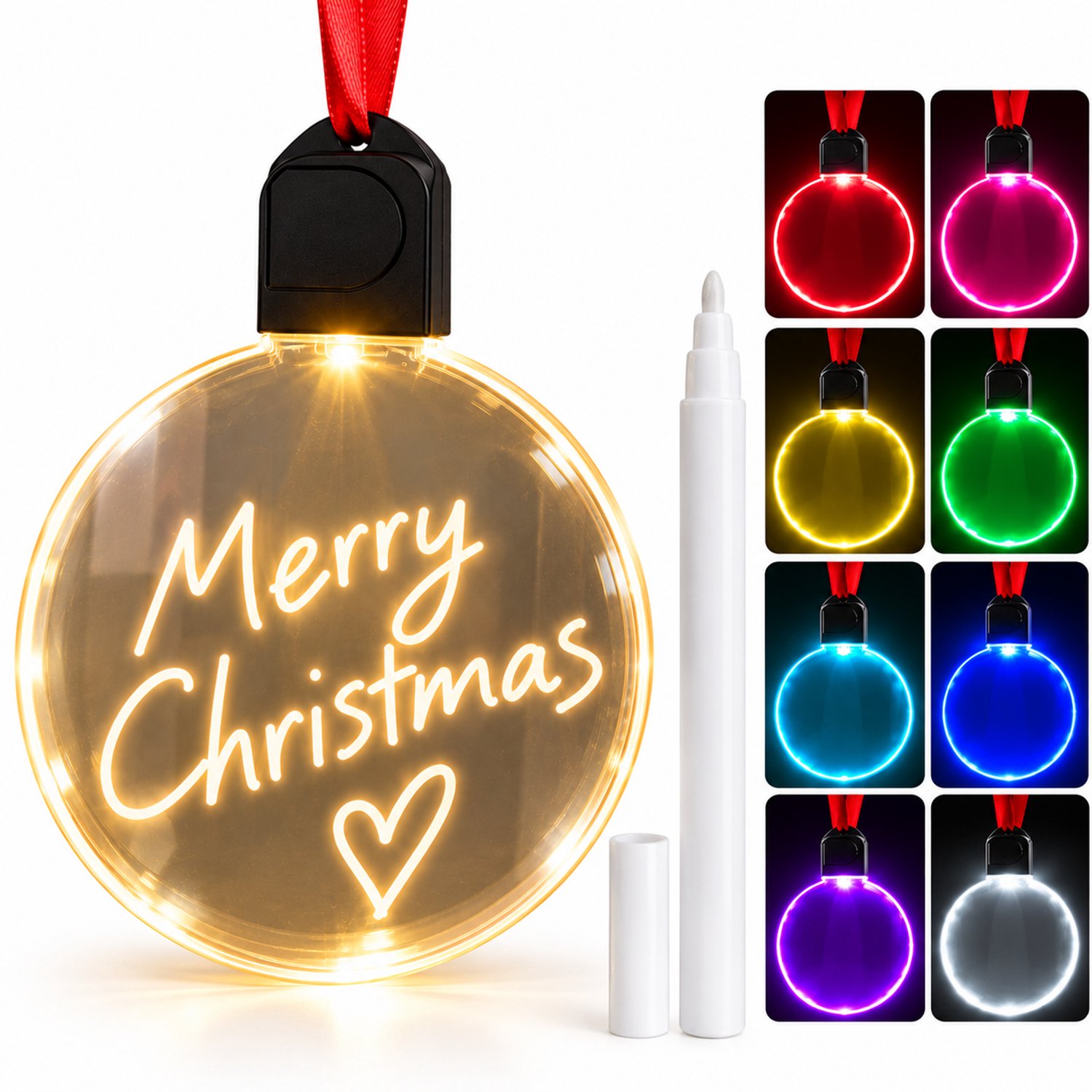 Nina’s Giftshop® Verlichte Kerstbal – Kersthanger met LED Verlichting – Schrijf Zelf Je Eigen Tekst – Persoonlijke Kerstdecoratie – Kerstcadeau – Kerstboomversiering