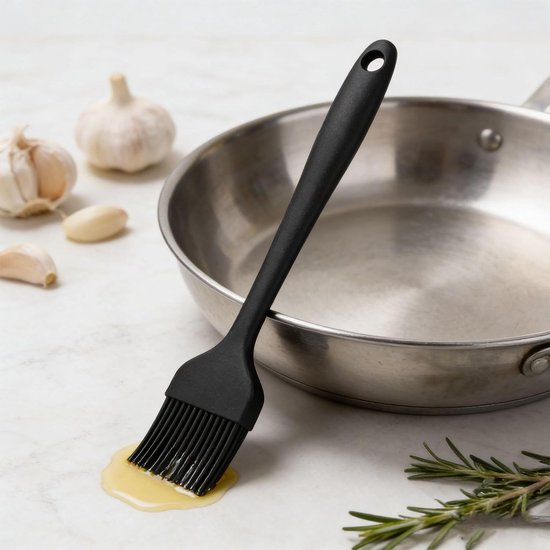 Siliconen bakborstel voor keuken, barbecue, multifunctioneel gereedschap voor taarten, brood, boter, voedselveilig materiaal, roze/geel (zwart) — afbeelding 2