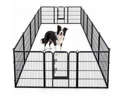 Livista Puppyren - Hondenren - Hondenbench - 16 kennelpanelen - 80 x 60 cm Ø 420 cm - Staal