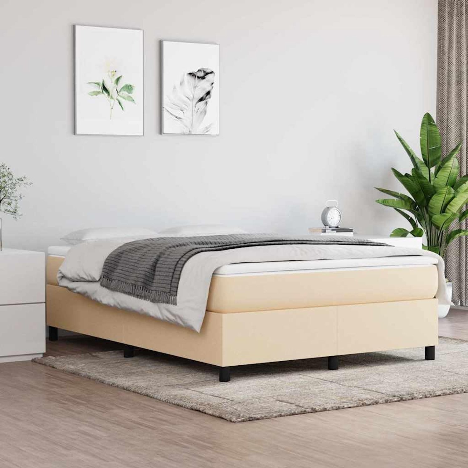 Bedframe crème 140x200 cm stof bedframe slaapkamer