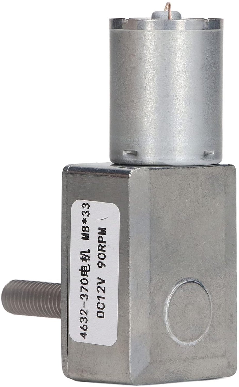 12V 90 RPM 4632 370 reductiemotor met M8 x 33 mm schroefdraad uitgangsas Aluminium en messing constructie voor raamopeners Deuropeners en kleine lieren